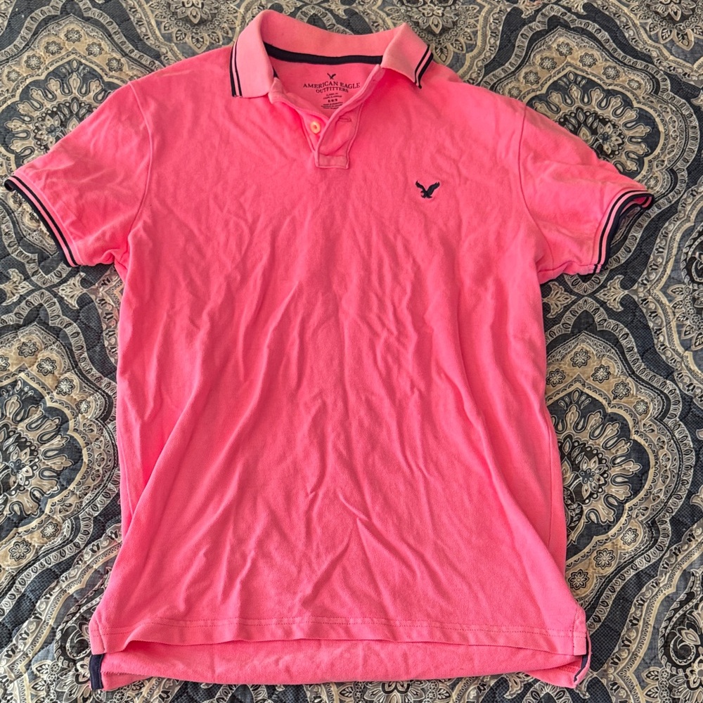American Eagle Outfitters Bright Pink Polo Shirt